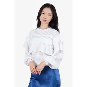 Pre-Loved Chanel™ 2018 White Ruffled Knitted Jumper Size 36